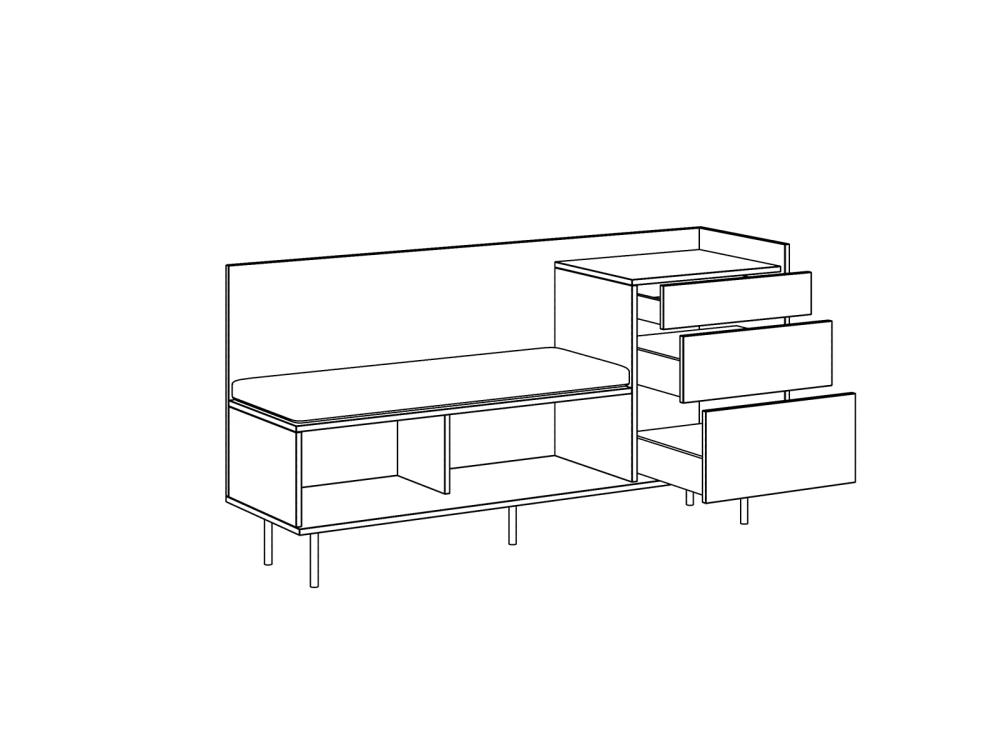 Комод со скамьей слева Look