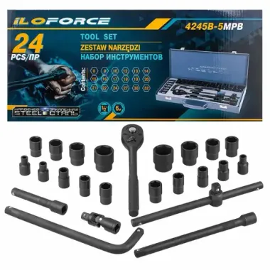 Набор инструментов 24пр. 1/2''(6гр.)(8-32мм) ILOforce IF-4245B-5MPB