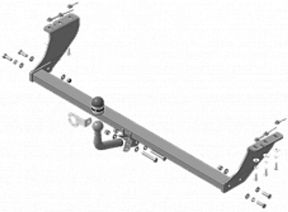 Фаркоп с оцинк. шаром Toyota Voxy 2014-2021, Toyota Noah 2014-2021, Toyota Esquire 2014-2022 крепление шара на двух болтах, (без электрики, паспорт и сертификат в комплекте) Motodor.92520-A