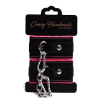 Черно-розовые скругленные наручники с мягкой подкладкой (Цвет: черный с розовым)