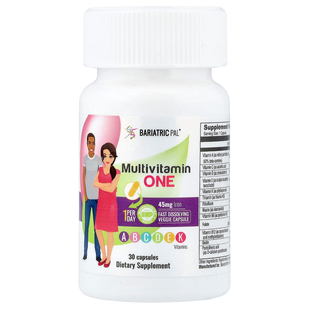 BariatricPal, мультивитамины с железом, 30 капсул