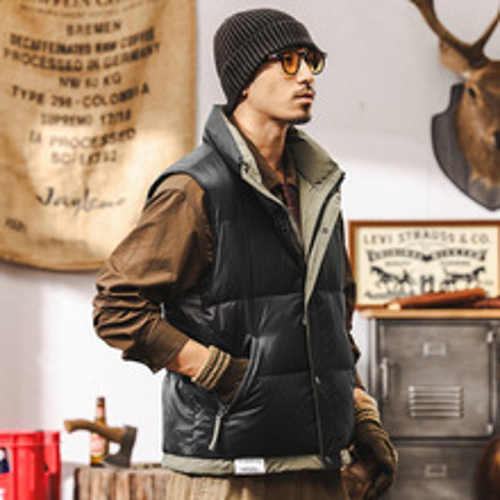 Новый мужской пуховик-жилет из 90% белого утиного пуха, соответствующий национальным стандартам, для зимы 2025 года, с высоким содержанием пуха, очень теплый.