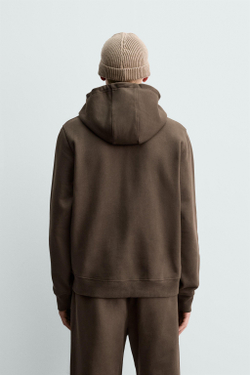 ZARA ТОЛСТОВКА НА МОЛНИИ С КАПЮШОНОМ HEAVYWEIGHT ORIGINS, ШОКОЛАДНЫЙ