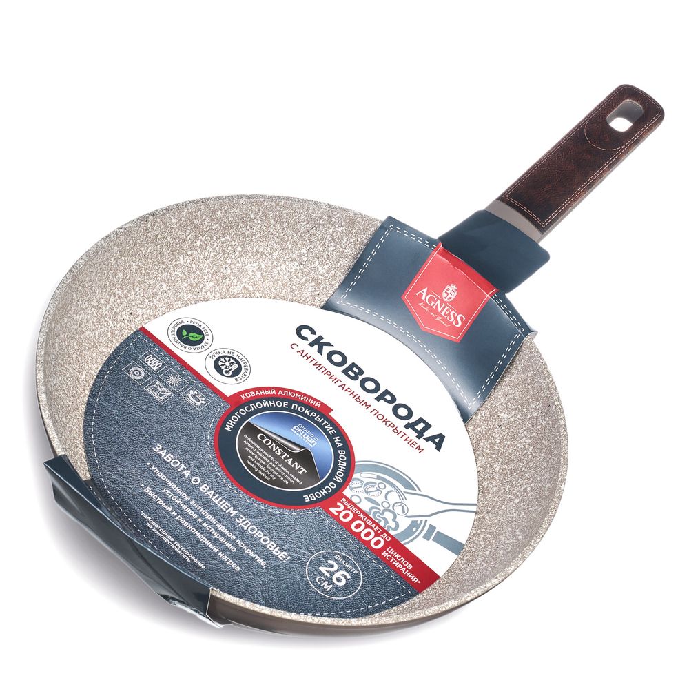 СКОВОРОДА С АНТИПРИГАРНЫМ ПОКРЫТИЕМ PFLUON MARBLE, 26*5 СМ