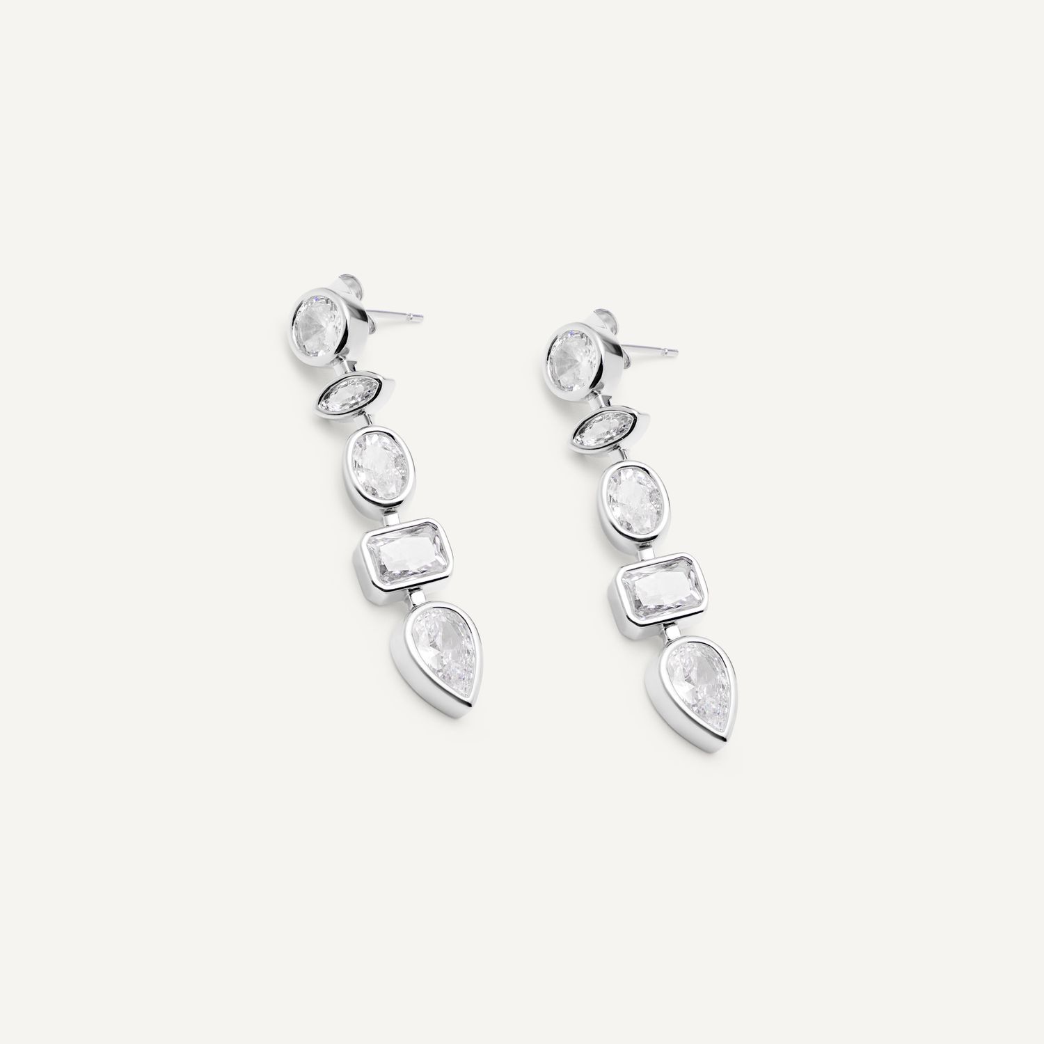 Серьги Geometric Figures Earrings - Silver
