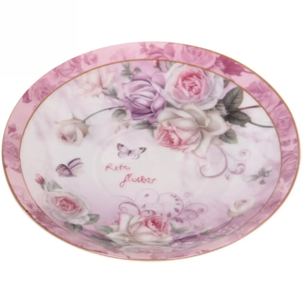 Чайная пара керамическая «Грация» (кружка 200мл+блюдце) в подарочной коробке, розовая