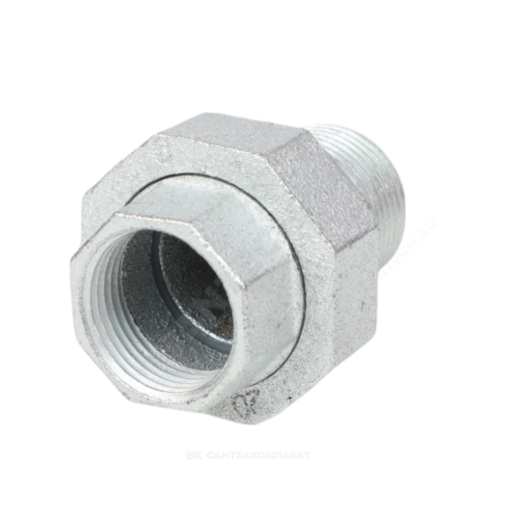 Соединитель прямой американка чугун оц Ду 15 (1/2") ВР/НР Fittex