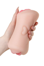 Телесный двусторонний мастурбатор Pretty Mouth - ротик и вагина (Цвет: телесный)