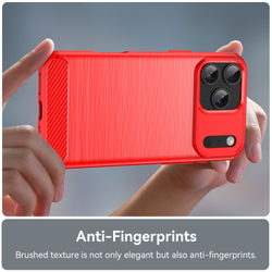 Чехол красного цвета на iPhone 17 Pro Max, мягкий отклик кнопок, серия Carbon (с дизайном под карбон) от Caseport