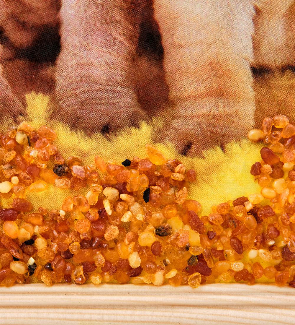 AMB-51/58 Картина «Щенки шарпея» (с янтарной крошкой) дер.рамка 21х30