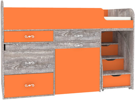 Кровать-чердак КарИВи Малыш 6 Бетон Оранжевый