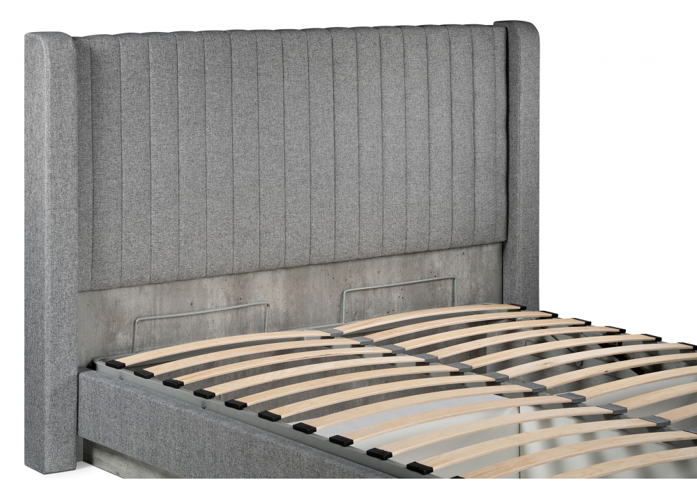 Кровать Woodville Tulip 160х200 с ПМ метрополитан грей, белая матовая