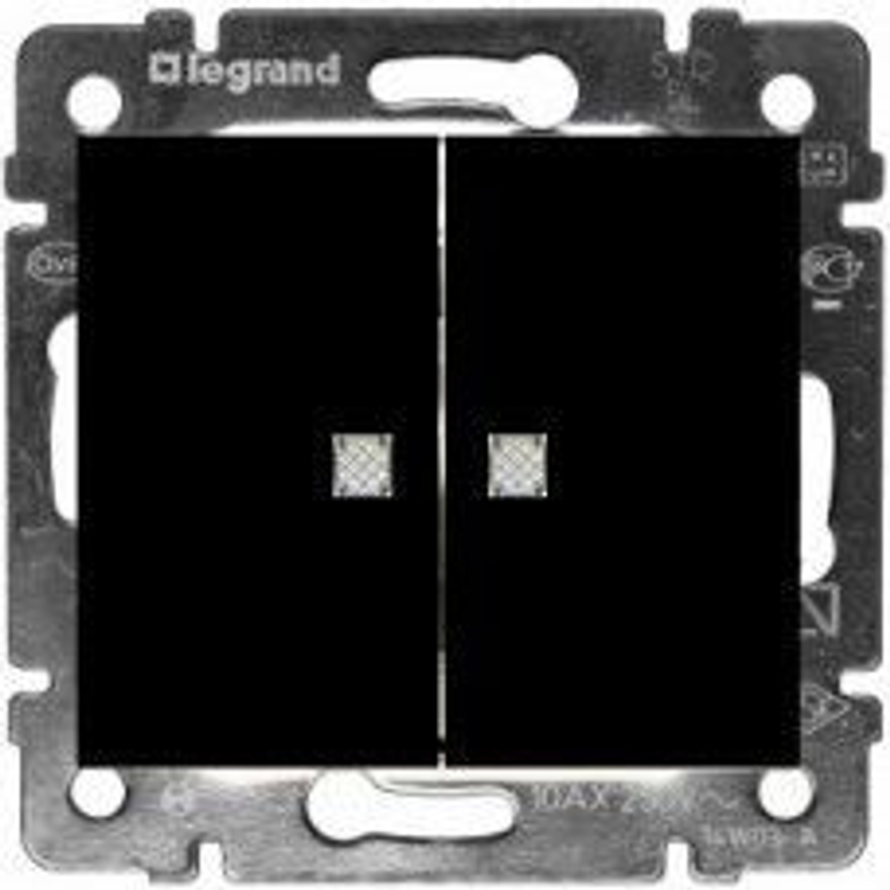 0328 Выкл 2 кл с подсв (Чёрный)