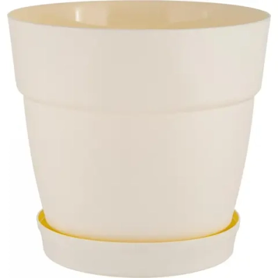 Горшок для цветов пластиковый 4л d-20см «Villa de Fiori» с фиксируемым поддоном, белоснежный жасмин