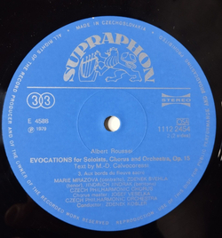 Винтажная виниловая пластинка LP Альбер Руссель, A. Roussel Evocations Вызывания (Чехословакия 1982)