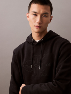 Худи Calvin Klein Jeans Embroidered Monogram Logo Fleece Classic Black Beauty