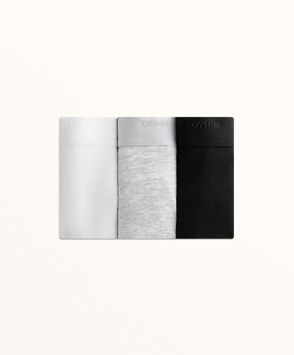 OYSHO Набор из 3 пар классических трусов из хлопковой смеси, черный