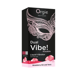 Съедобный гель с вибрацией Orgie DUAL VIBE! со вкусом коктейля STRAWBERRY GIN AND TONIC 15мл