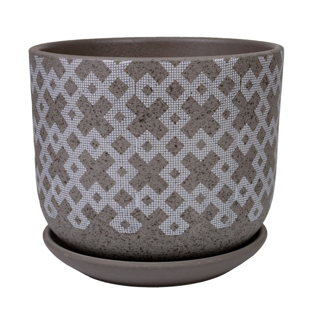 Горшок керамический Кросс серый бук d15,4 h12,9 v1,6