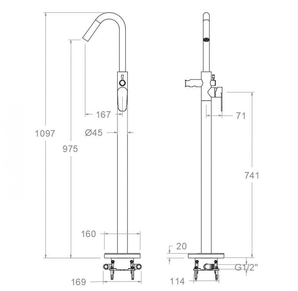 Напольный смеситель для ванны ALEXIA 368503SGR графит