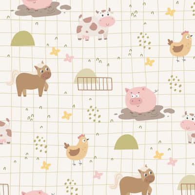 Детский узор с животными фермы