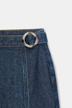 ZARA ДЖИНСОВЫЕ ЮБКА-ШОРТЫ Z1975 С ПРЯЖКОЙ, СИНИЙ