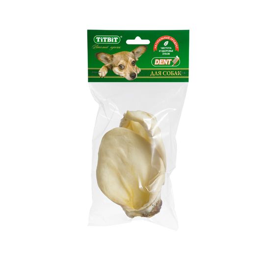 Titbit лакомство для собак Ухо телячье, мягкая упаковка 2 шт.