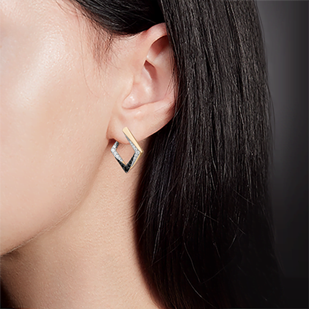 Серьги с английским замком из красного золота с фианитами