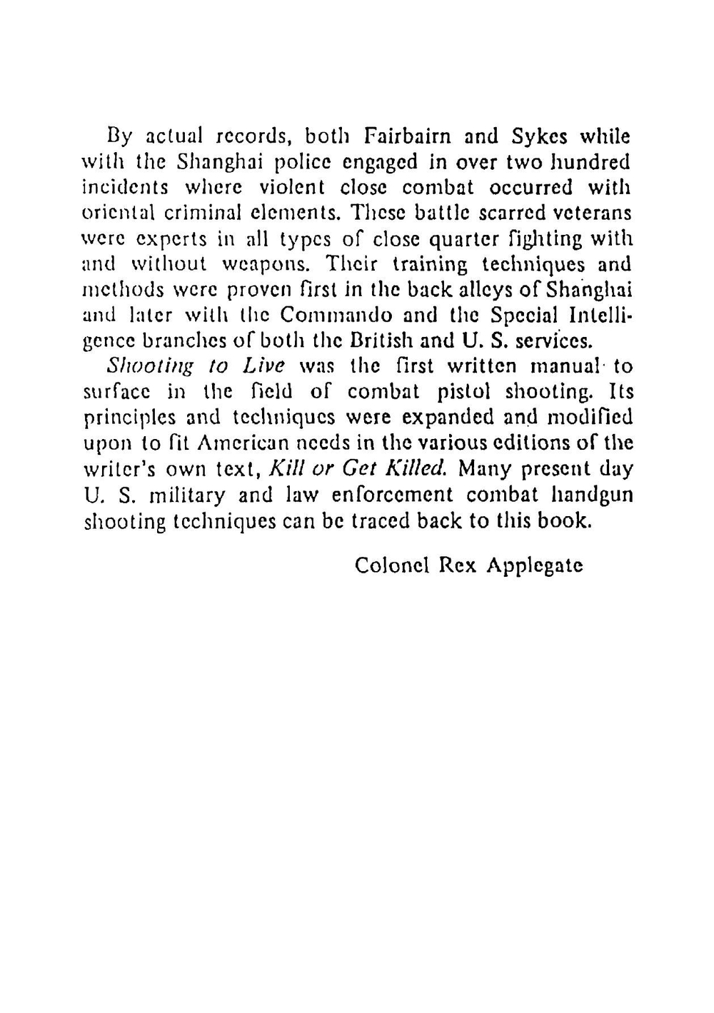 Shooting to live | W. Fairbairn