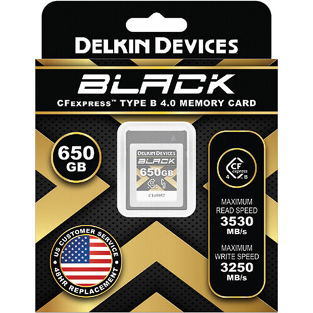 Карта памяти Delkin Devices Black 4.0 CFexpress Type B 650GB, R/W 3530/3250 МБ/с