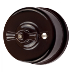 Выключатель 2-х клавишный, керамика, цвет коричневый B1-202-02