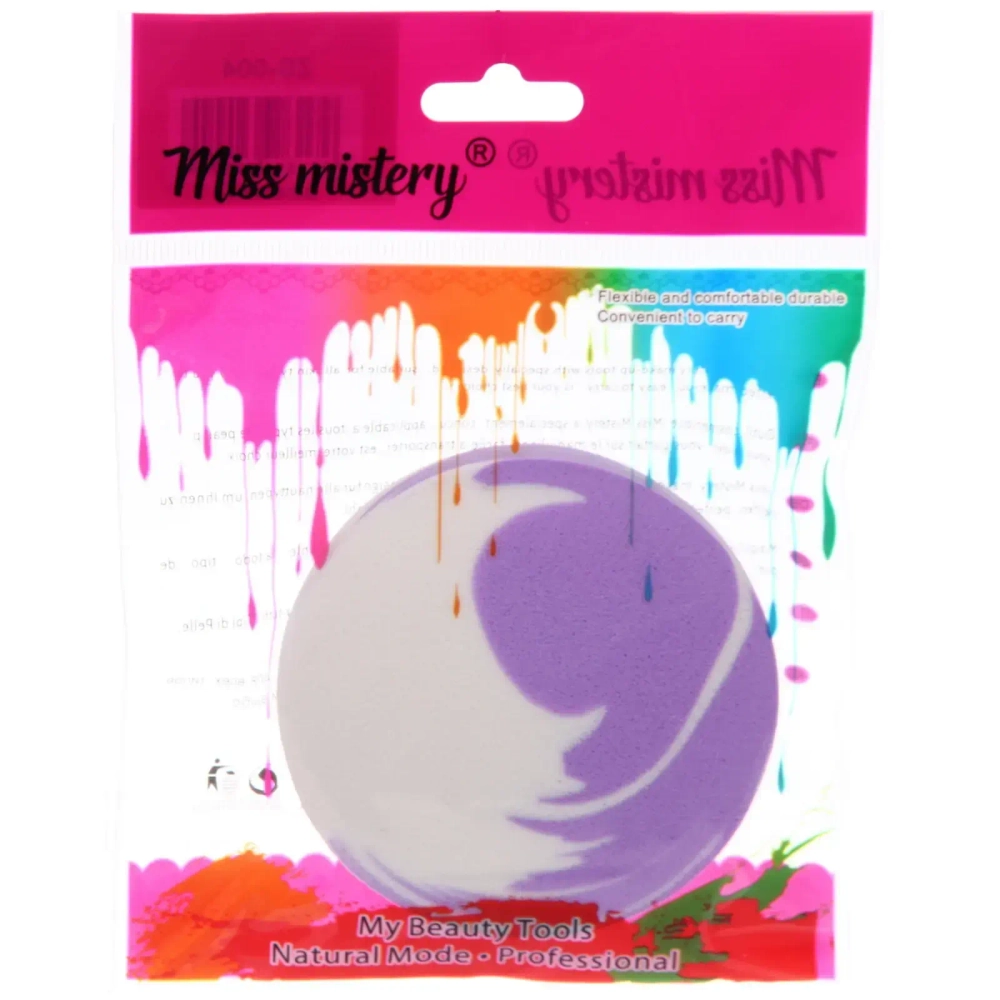 Спонж для макияжа «ЭФФЕКТО», микс два цвета розовый и фиолетовый, 8*1,5см