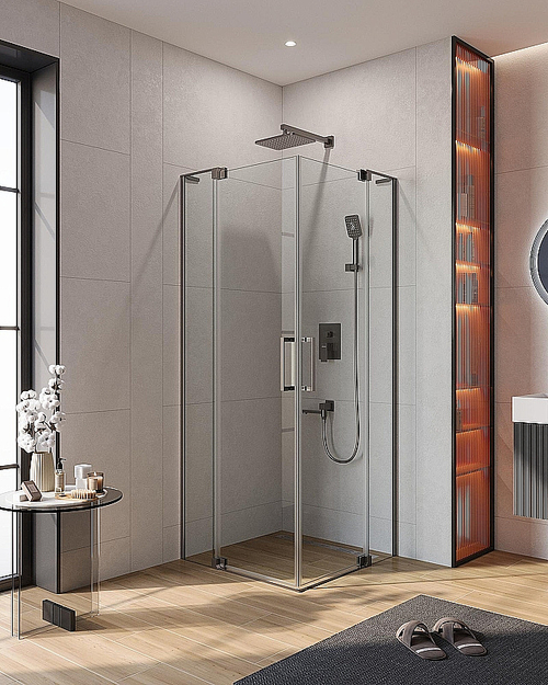 Душевой уголок Cezares Slider 110x110 A-2-100/110-C-GM стекло прозрачное/профиль матовая оружейная сталь