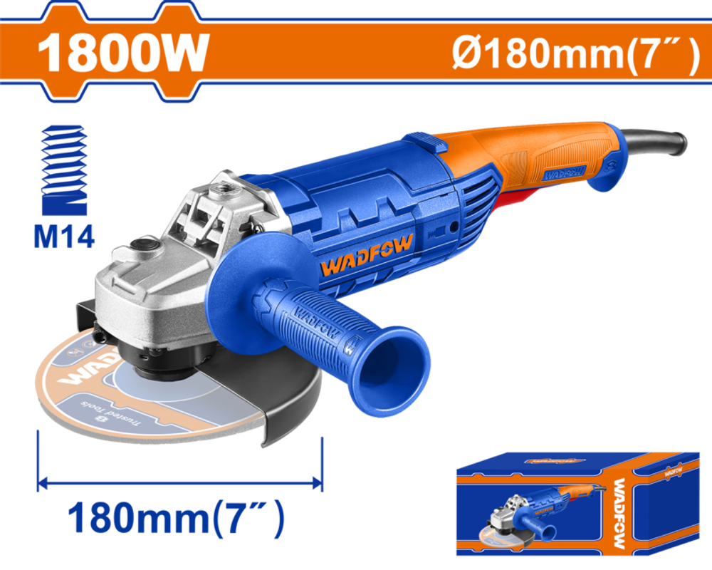 Угловая шлифовальная машина 1800 Вт, 180 мм (2) WADFOW WAG851801