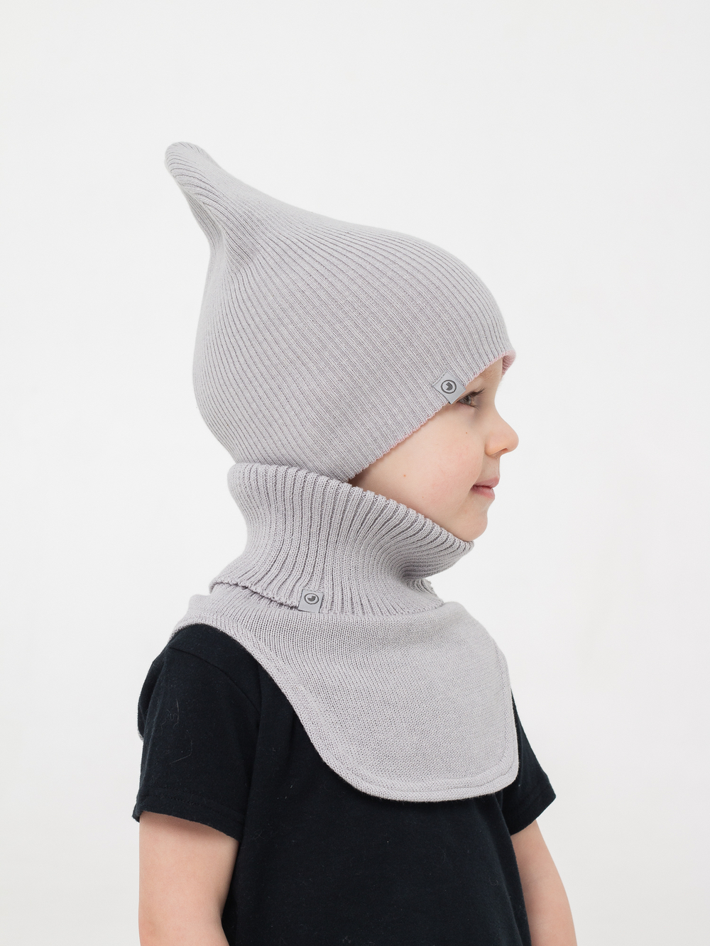 Шапка вязаная хлопковая ТВИНС(Пудра, Св.серый)