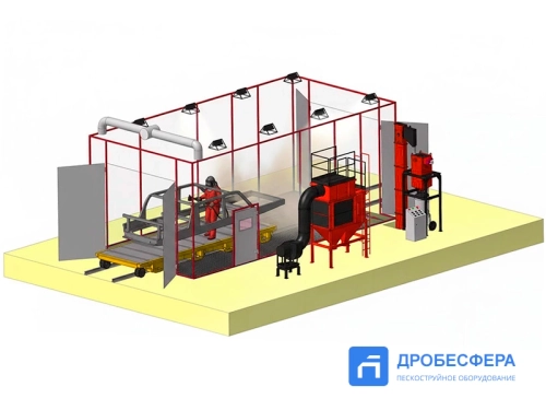 Обитаемая пескоструйная камера КДО 7х4 проходная с оборудованием