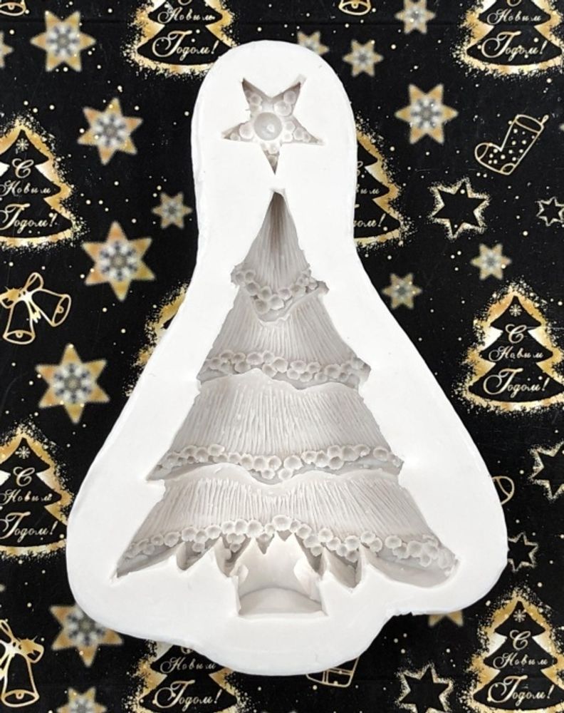 Молд Ёлка нарядная, силикон 12,5*5,5*2,5см