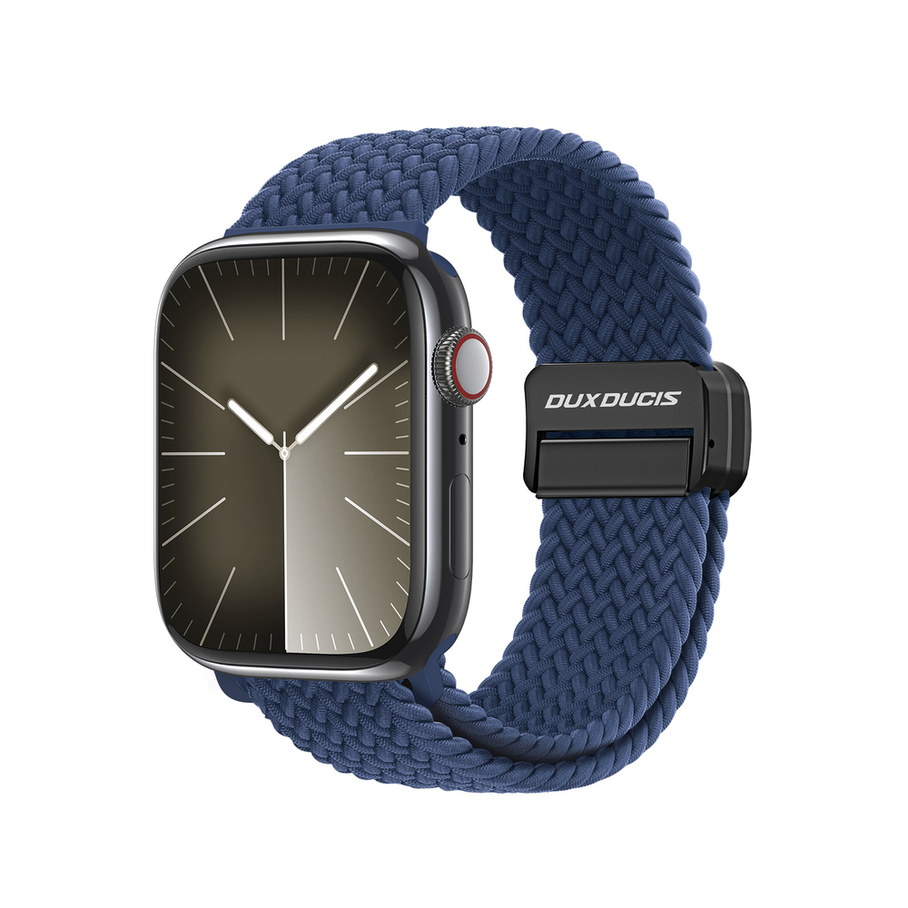 Эластичный ремешок синего цвета (Storm Blue) от Dux Ducis для смарт часов Apple Watch размером 42, 44, 45, 46, 49MM, серия Strap (Mixture Pro Series)