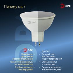 Лампа светодиодная ЭРА STD LED MR16-8W-860-GU5.3 8Вт софит холодный дневной свет GU5.3 | Лампы cветодиодные Точечные (Софиты) (MR, PAR)