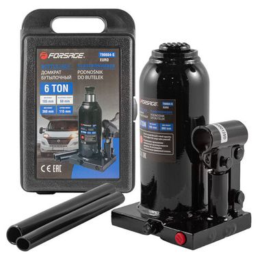Домкрат бутылочный 6т с клапаном (h min 185мм, h max 360мм, ход штока-115мм, ход винта-60мм) Forsage F-T90604S(Euro)