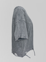 Футболка LJHY 91706 однотонная рваная с логотипом на груди