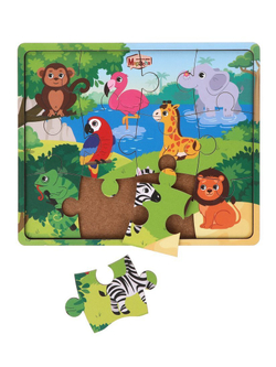 Вкладыши Джунгли 2в1 вкладыши и пазлы 8 жителей джунглей 12 деталей пазла