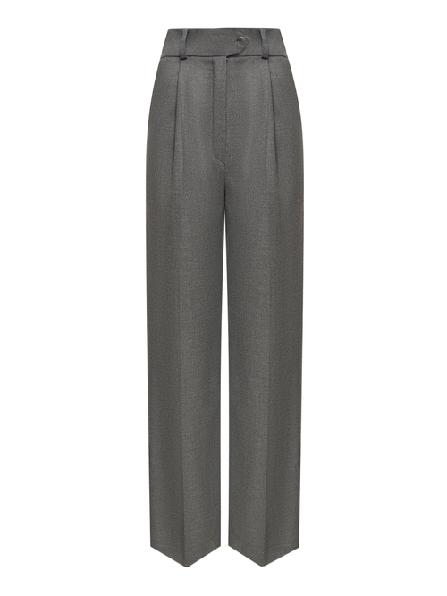 Брюки из вискозы со складкой темно-серые