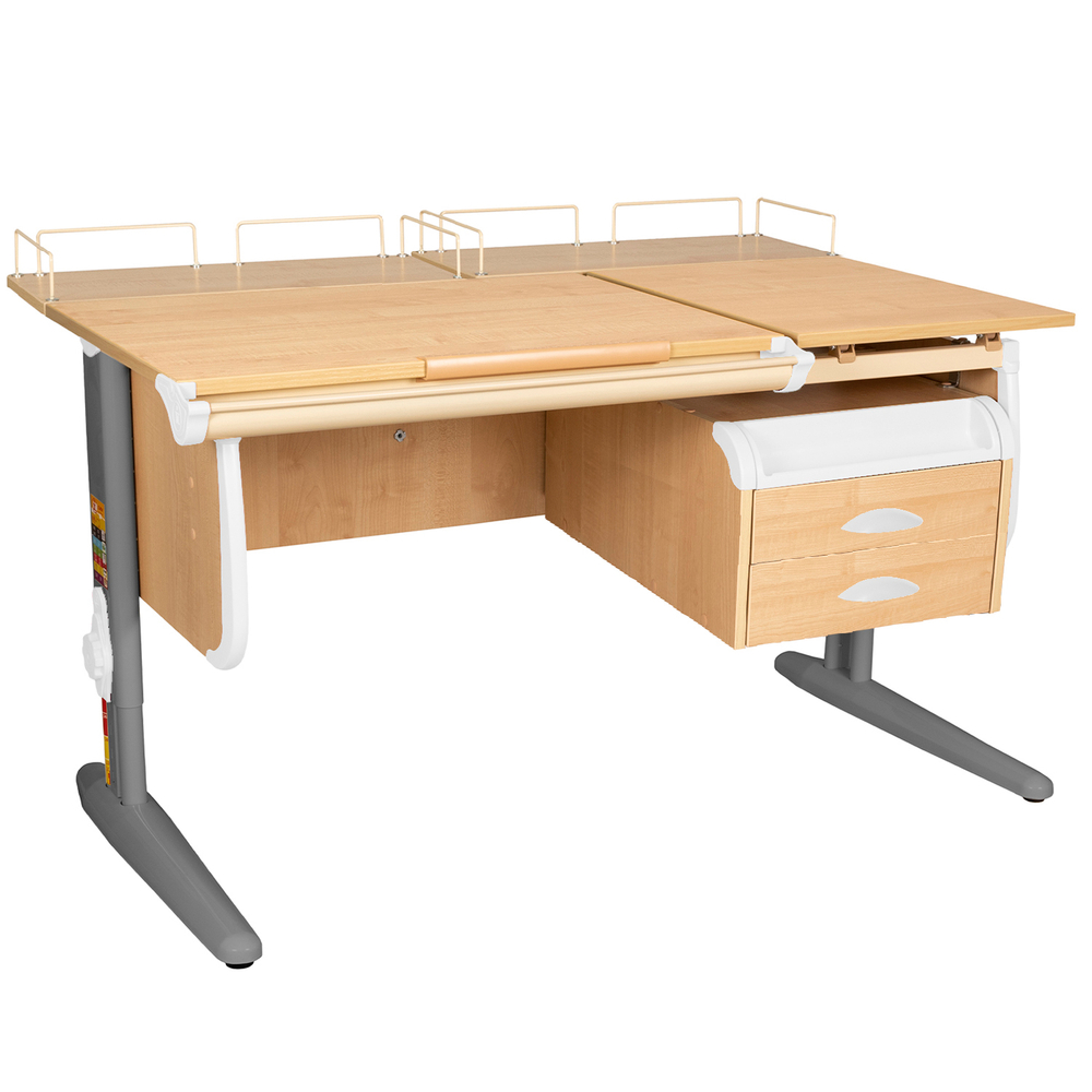 Растущая парта Дэми СУТ 25 с задними полками СУТ.15.210 и навесной тумбой (1200×880 мм)