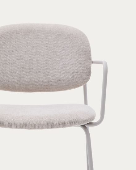 Стул Meli из бежевого шенилла с бежевой металлической структурой Испания la Forma