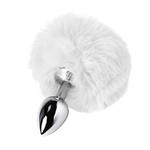 Анальная втулка с белым заячьим хвостом 7 см