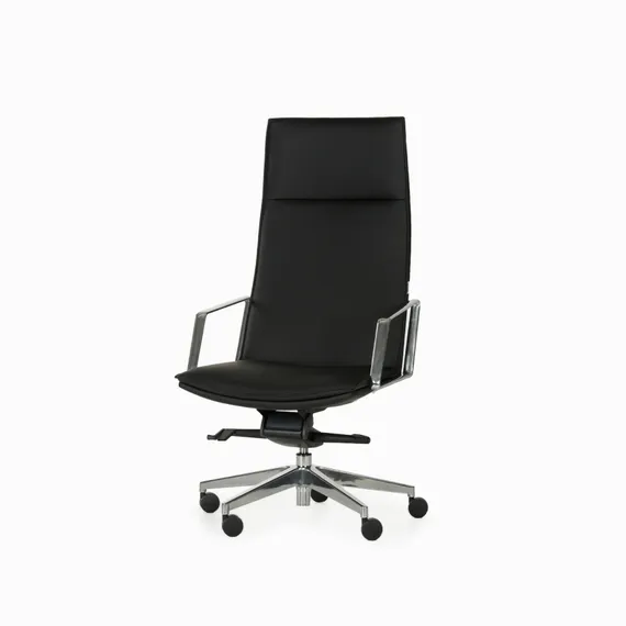 Офисное кресло Alix, натуральная черная кожа