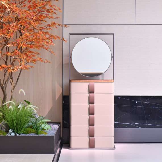 Комод с зеркалом 4542, 185х75 см, экокожа, шпон ореха