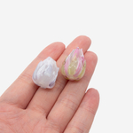 Бусина лампворк "Бутон", 21*15,5мм, зелено-розовое стекло