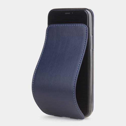 Чехол для iPhone 11 Pro Max из натуральной кожи теленка, цвета индиго